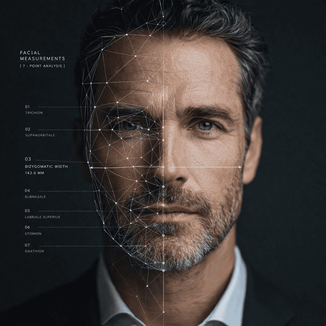 Ai-generated image showing bizygomatic widths